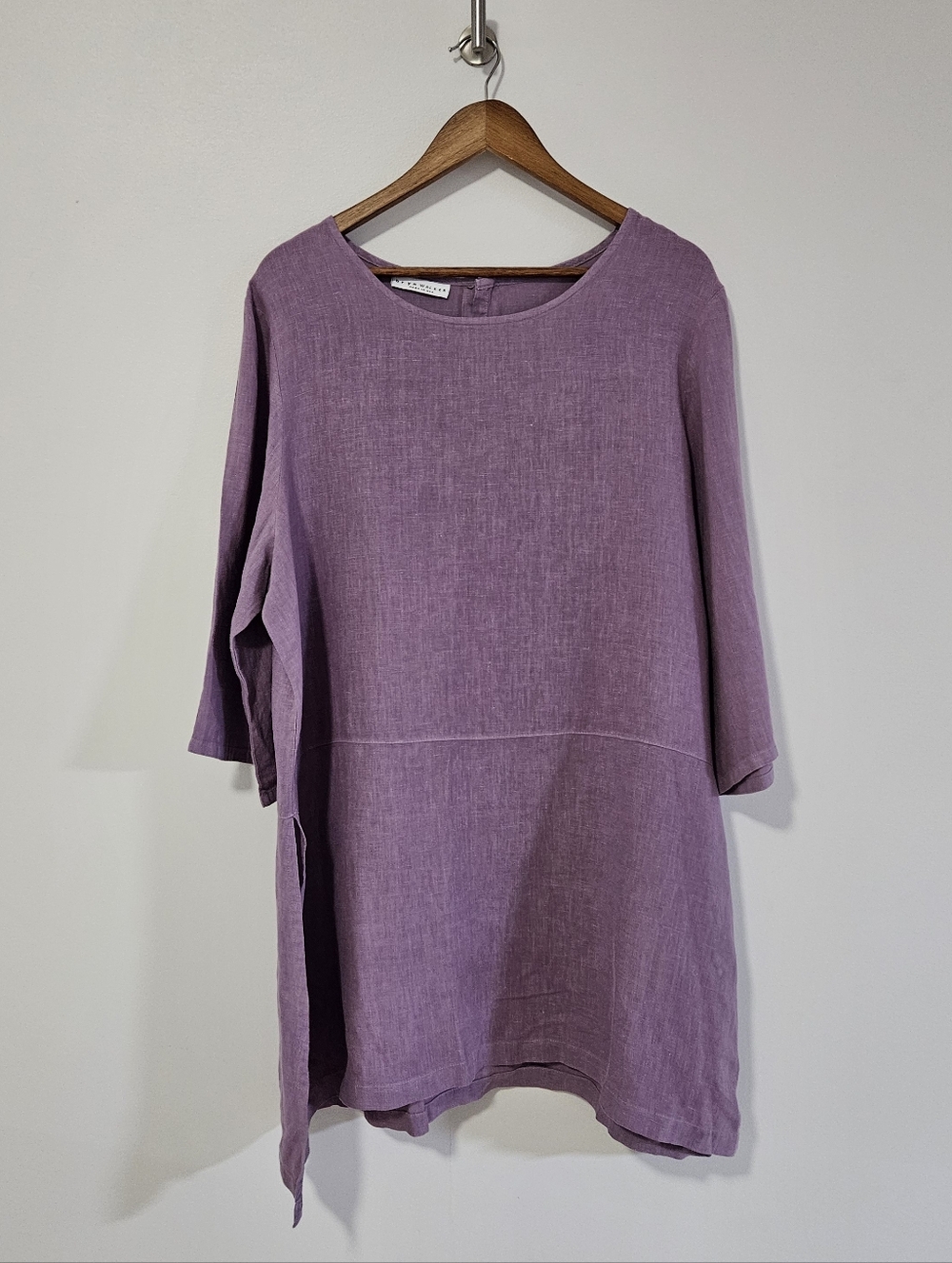 Bryn Walker Womens Linen Tunic Side Slits Lagenlook Top XXL Purple